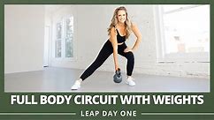 35 min Full Body Circuit with Weights Total Body Workout with Dumbbells and Kettlebells - LEAP DAY 1
