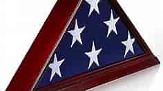 ANLEY Solid Wood Memorial Flag Display Case with Base - Real Glass Front - Wall Mounted Burial Flag Frame - American Veteran USA 5' x9.5' Folded Flags Shadow Box