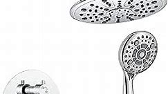 SunCleanse Rain Shower Faucet System - 8.5" Shower Head Combo with 7-Setting handheld Spray Complete Shower Set - Rainfall Shower Fixture with Valve and Trim Kit for Luxury Bathroom Polished Chrome