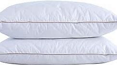 puredown® Goose Feathers and Down Pillow with Diamond Quilting Breathable Downproof Cover, Pack of 2, Queen Size