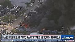 BREAKING: Massive Fire Breaks Out at Auto Parts Yard in South Florida