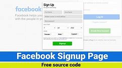 How to create facebook sign up page in html? । Facebook sign up page using html and css. Unique Code