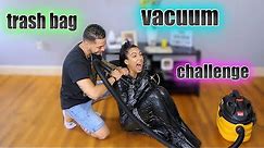 GETTING SUCKED UP IN A HUGE TRASH BAG BY A VACUUM !!!!! *epic trash bag vacuum challenge*
