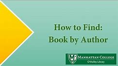 How to Find: Book by Author