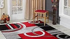 GLORY RUGS Area Rug Modern 8x10 Red Soft Hand Carved Contemporary Floor Carpet with Premium Fluffy Texture for Indoor Living Dining Room and Bedroom Area