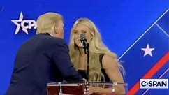WATCH- Swimmer Riley Gaines caught in an awkward situation as Donald Trump tries to KISS her on stage