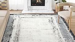 Abani Ivory Area Rug for Living Room, Bedroom - Abstract Pattern- 4' x 6' -Durable & Easy to Clean