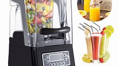 VEVORbrand 110V Commercial Smoothie Blenders 1.5L/50.7oz 1500W Countertop Silent Blender with Sound Shield, Quiet Blender Self-Cleaning, Includes Multifunctional 2-in-1 Wet Dry Blades