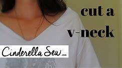 Cut a V Neck in a Tshirt - How to make a vneck on a t-shirt - Make shirt collar into vneck easy DIY