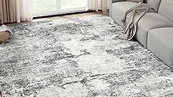 DMOYEST Living Room Area Rugs - 8x10 Abstract Large Soft Indoor Washable Rug Neutral Modern Low Pile Carpet for Bedroom Dining Room Farmhouse Home Office - Grey