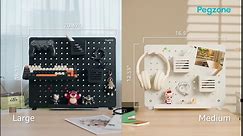Clamp-on Desk Pegboard, Desk Accessories for Office Gaming Home, Magnetic Metal Peg Board with 10 Accessories, Privacy Panel for Office, Desk Organizer Set, 16.5" x 12.6", Medium, White