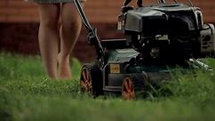 Woman Mowing Grass Lawn Mower Woman Stock Footage Video (100% Royalty-free) 27080326 | Shutterstock