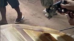 basic melamine finishing process for teak wood table tops #woodworking #teakwood #asmr #shorts
