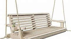 Amish Heavy Duty 800 Lb Roll Comfort Treated Porch Swing W/Ropes (4 Foot, Unfinished)