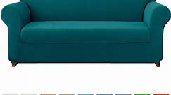 Subrtex Stretch 2-Piece Textured Grid Slipcover Sofa Cover, Blue