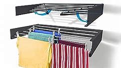 Laundry Drying Rack (40-INCH Industrial Gray), Wall Mounted, Retractable Clothes Drying Rack, 60lbs Capacity, 20 Linear Ft, with Wall Template and Long Screwdriver Bit