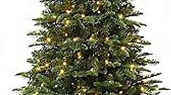 Haute Decor Noble Fir Pre-Lit Potted Christmas Tree - 4.5 Feet Tall with 200 Warm White Energy Efficient LED Lights - Realistic Lighted Tree in Sturdy Planter