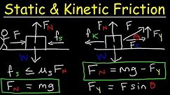 Static Friction and Kinetic Friction Physics Problems With Free Body Diagrams