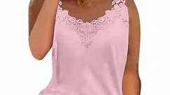 Summer Savings Clearance! PEZHADA Summer Tank Tops for Women,Sleeveless Tops for Women,Fashion V-Neck Lace Patchwork Sleeveless Sexy Top Blouse Pink - Walmart.ca