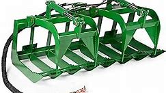Titan Attachments 60in Economy Grapple Bucket Attachment Fits John Deere Tractors, 3/8in Thick Steel Frame, Hook and Pin Mounting System