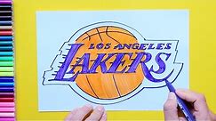 How to draw LA Lakers logo (NBA Team)