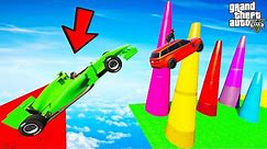 FRANKLIN TRIED IMPOSSIBLE COLOURFUL CONE ULTRA MEGA RAMP PARKOUR CHALLENGE GTA 5 | SHINCHAN and CHOP