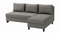 ÄLVDALEN 3-seat sofa-bed with chaise longue, Knisa grey-beige - IKEA