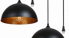 Tomshine 2 Pack Plug in Pendant Light, Industrial Metal Hanging Lights with Plug in Cord on/off Switch, 14.76ft Dome Light Fixture for Farmhouse Barn Dining Room