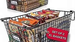 Granrosi Large Metal Wire Baskets For Pantry Storage, Organizing, Set of 2, Kitchen Organization Baskets - XL - Bronze