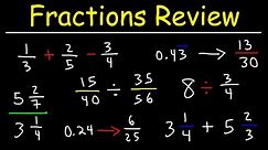 Fractions, Mixed Numbers, Decimals, & Percents - Review