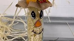 Scarecrow wine bottle craft! #diy #artsandcrafts #crafting #fallcrafts #easydiy #recycle #scarecrow | Emily Seilhamer Art