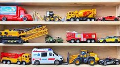 Box full of various miniature cars Road Roller, Trailer Truck, Sand Truck, Dump Truck, Mixer Truck!5