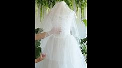 Fangsen Wedding Bridal Veil with Comb 2 Tier Fingertip veil