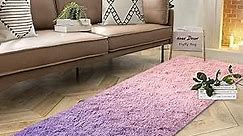 DweIke Luxury Shag Area Rug, 2x6 Feet Light Purple Pink Rug Runner Shaggy Fluffy Carpets, Non-Slip Extra Comfy Plush Bed Beside Rug for Girls Kids Room Bedroom Nursery Home Decor