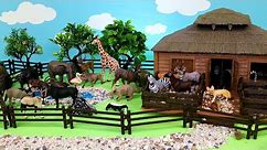 Safari Animal Care Center Diorama - Learn Animal Names with Figurines