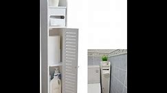 AOJEZOR Small Bathroom Storage Corner Floor Cabinet with Doors and Shelves