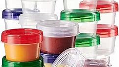 Elegant Disposables Baby Food Storage Containers 24 Pack, 4 ounce Colored Twist on Lids, Plastic, 1/2 Cup Small Freezer Storage Container