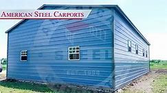 Check out this awesome slate blue, 30'W x 51'L x 10'H metal garage!