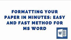 How to format a word document in minutes? MS Word formatting Tips - Researchbeast