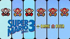 Mario's Death in Every Super Mario Bros. 3 Version 1988 (+ All Game Over Screens)