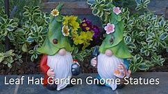 Exhart Cute Garden Gnome Statue w/Leaf Hat, Watering Can, Hand-Painted Outdoor Décor, 5.5"x10.5"
