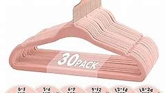Kids Velvet Hangers, VIS'V 11 Inch Pink Non-Slip Baby Clothes Hangers with 6 Pcs Cute Clothing Dividers for Infant Toddler Boys & Girls Closet Organizer - 30 Pack