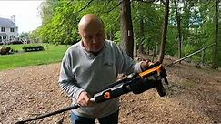 Worx 20 Volt Cordless 🪚Pole saw Chainsaw🪚 in action w/ DIY upgraded chain length 10 inch to 14 inch