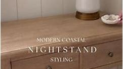 Modern coastal nightstand styling. Vertical Shiplap wall | Nightstand styling, Modern coastal, Modern coastal decor