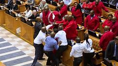 Brawl breaks out in South African parliament – video