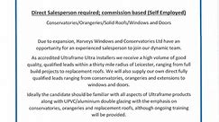 Harveys Windows &amp; Conservatories Ltd on LinkedIn: Harveys Windows have an exciting sales job opportunity ✨