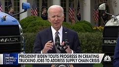 President Joe Biden touts progress in creating truck driving jobs