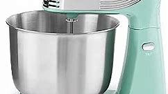 Dash Stand Mixer (Electric Mixer for Everyday Use): 6 Speed Stand Mixer with 3 Quart Stainless Steel Mixing Bowl, Dough Hooks & Mixer Beaters for Dressings, Frosting, Meringues & More - Aqua
