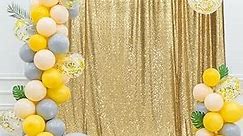 Eternal Beauty Gold Sequin Wedding Backdrop Photography Background Party Curtain, 20Ft X 10Ft
