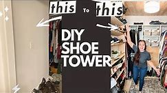 DIY Shoe Tower -Space saving small closet organization